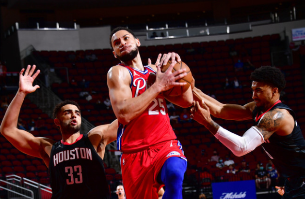 人轻取热火，恩比德砍下分，队内新星崭露头角